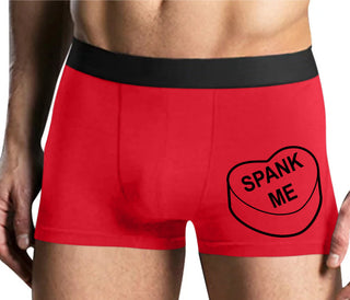 Valentines Day Candy - Spank Me - Mens Red Boxer Brief