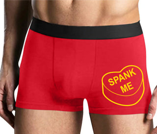 Valentines Day Candy - Spank Me - Mens Red Boxer Brief