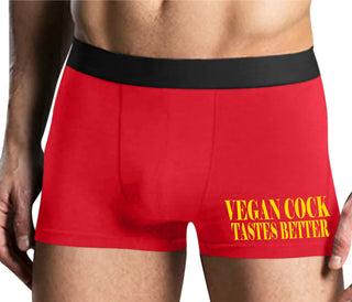 Vegan Cock Tastes Better - Mens Red Boxer Brief