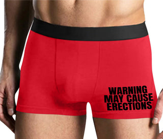 Warning May Cause Erections - Mens Red Boxer Brief