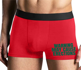 Warning May Cause Erections - Mens Red Boxer Brief