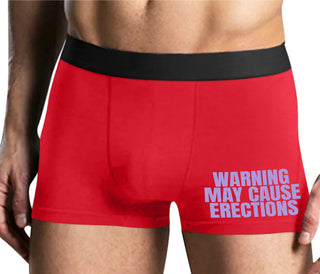 Warning May Cause Erections - Mens Red Boxer Brief