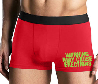 Warning May Cause Erections - Mens Red Boxer Brief