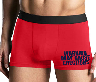 Warning May Cause Erections - Mens Red Boxer Brief