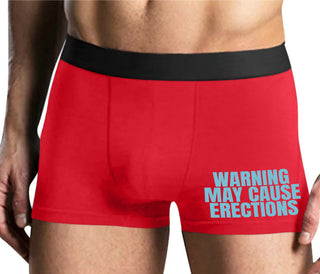 Warning May Cause Erections - Mens Red Boxer Brief