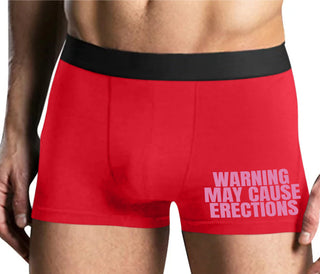Warning May Cause Erections - Mens Red Boxer Brief
