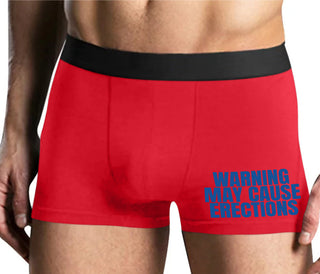 Warning May Cause Erections - Mens Red Boxer Brief