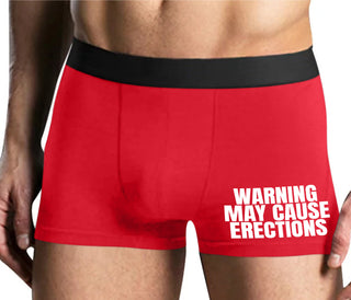 Warning May Cause Erections - Mens Red Boxer Brief