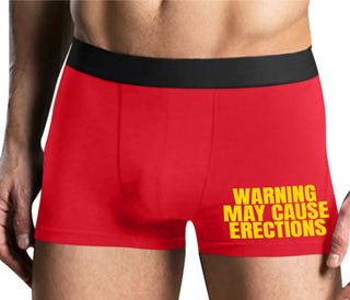 Warning May Cause Erections - Mens Red Boxer Brief