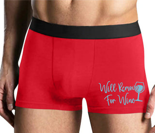 Will Remove For Wine - Mens Red Boxer Brief