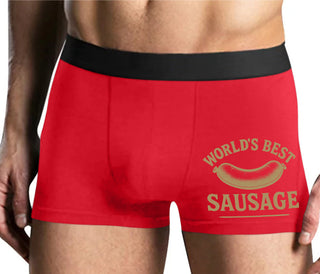 Worlds Best Sausage - Mens Red Boxer Brief