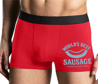 Worlds Best Sausage - Mens Red Boxer Brief