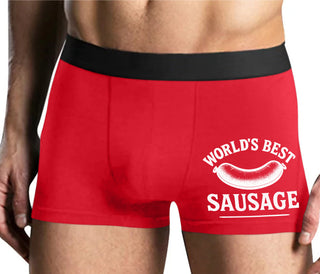 Worlds Best Sausage - Mens Red Boxer Brief