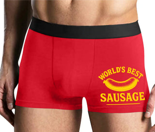 Worlds Best Sausage - Mens Red Boxer Brief