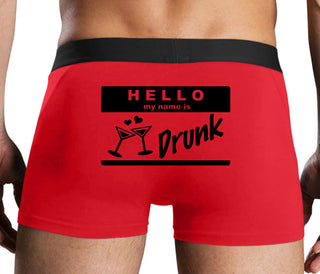 Hello My Name Is Drunk - Red Boxer Brief