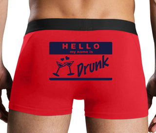 Hello My Name Is Drunk - Red Boxer Brief