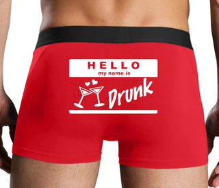 Hello My Name Is Drunk - Red Boxer Brief