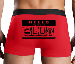 Hello My Name Is Slut - Red Boxer Brief