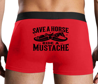 Save A Horse Ride A Mustache - Red Boxer Brief