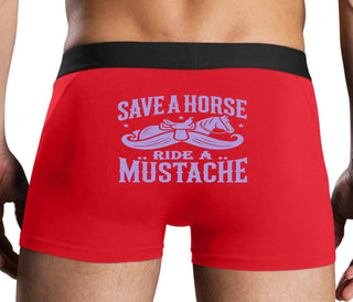 Save A Horse Ride A Mustache - Red Boxer Brief