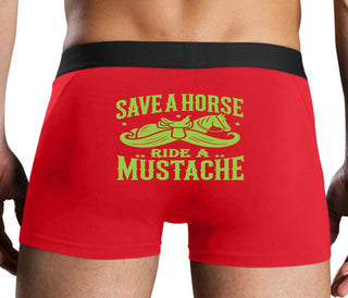Save A Horse Ride A Mustache - Red Boxer Brief