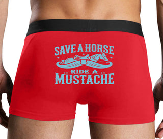 Save A Horse Ride A Mustache - Red Boxer Brief