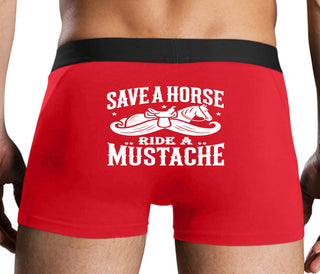 Save A Horse Ride A Mustache - Red Boxer Brief