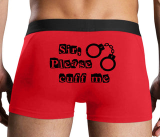 Sir Please Cuff Me - Red Boxer Brief