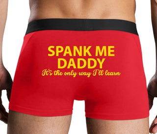 Spank Me Daddy It's The Only Way I'll Learn - Red Boxer Brief