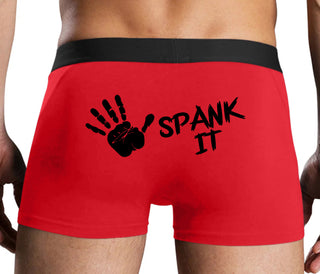 Spank It - Cute Hand Print - Red Boxer Brief