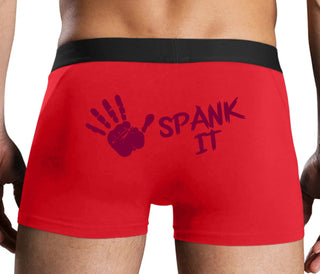 Spank It - Cute Hand Print - Red Boxer Brief