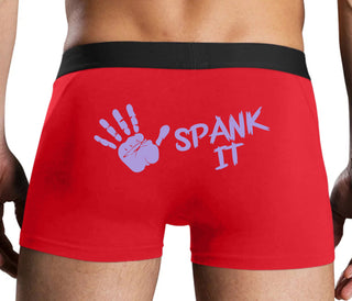 Spank It - Cute Hand Print - Red Boxer Brief