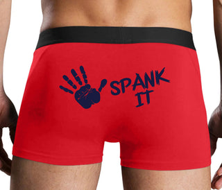 Spank It - Cute Hand Print - Red Boxer Brief