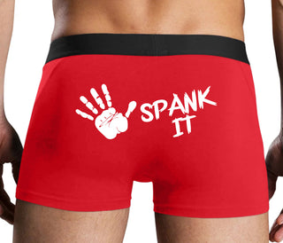 Spank It - Cute Hand Print - Red Boxer Brief