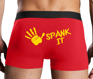 Spank It - Cute Hand Print - Red Boxer Brief