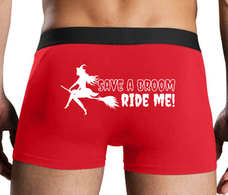 Save A Broom - Ride Me - Witch - Red Boxer Brief