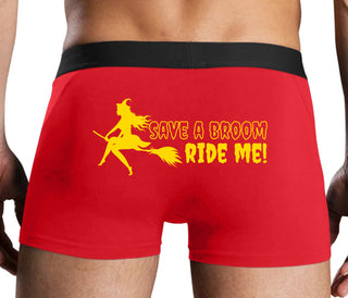 Save A Broom - Ride Me - Witch - Red Boxer Brief