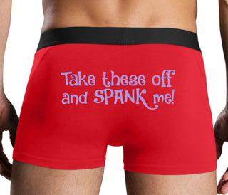 Take These Off And Spank Me - Red Boxer Brief