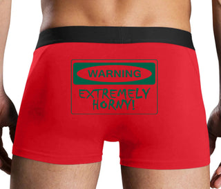Warning Extremely Horny - Red Boxer Brief