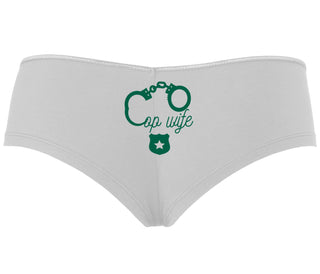 Cop Wife - Cute Handcuffs - White Boyshort