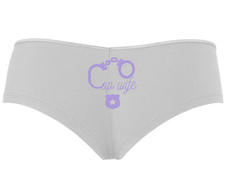 Cop Wife - Cute Handcuffs - White Boyshort