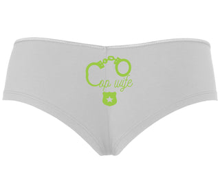 Cop Wife - Cute Handcuffs - White Boyshort