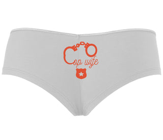 Cop Wife - Cute Handcuffs - White Boyshort