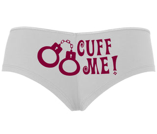 Cuff Me - Cute Handcuff Design - White Boyshort