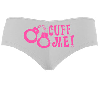 Cuff Me - Cute Handcuff Design - White Boyshort