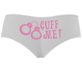 Cuff Me - Cute Handcuff Design - White Boyshort