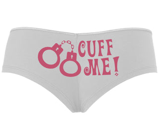 Cuff Me - Cute Handcuff Design - White Boyshort
