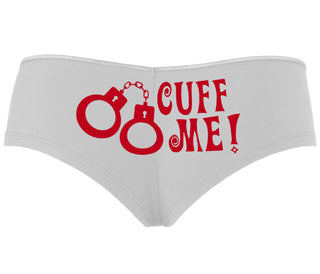 Cuff Me - Cute Handcuff Design - White Boyshort