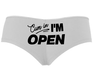 Cum In I'm Open - White Boyshort