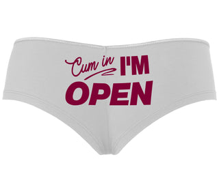 Cum In I'm Open - White Boyshort
